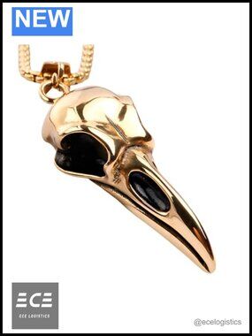 Sterling Silver Raven Skull Necklace